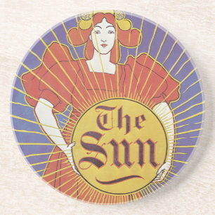 Vintage Art Nouveau, New York Sun Zeitung Untersetzer