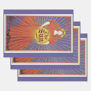 Vintage Art Nouveau, New Yorker Sun-Zeitung Geschenkpapier Set