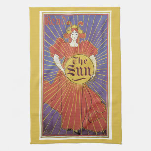 Vintage Art Nouveau, New Yorker Sun-Zeitung Geschirrtuch