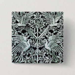 Vintage Art Nouveau Papagei Vogel Florale Kunst Button