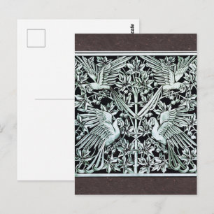 Vintage Art Nouveau Papagei Vogel Florale Kunst Postkarte