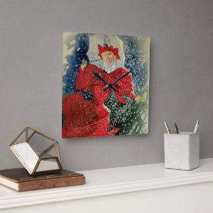 Vintage Art Nouveau Pastilles Geraudel Hustenbonbo Quadratische Wanduhr