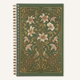 Vintage Art Nouveau Peacock & Lily Garden Journal Notizbuch