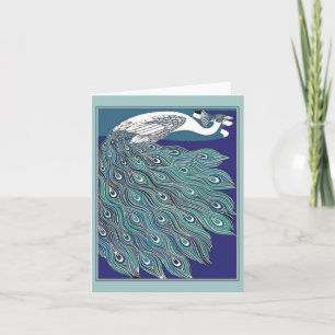 Vintage Art Nouveau Peacock Note Card Karte