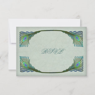 Vintage Art Nouveau Pfau Hochzeit RSVP Karte
