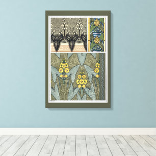 Vintage Art Nouveau Pfeilblatt-Gartenblumen Leinwanddruck