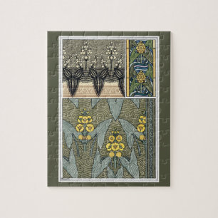 Vintage Art Nouveau Pfeilblatt-Gartenblumen Puzzle