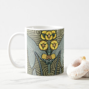 Vintage Art Nouveau Pfeilspitzen-Gartenblumen Kaffeetasse
