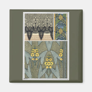 Vintage Art Nouveau Pfeilspitzen-Gartenblumen Magnet