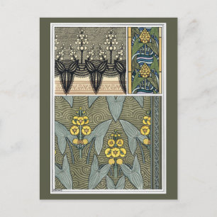 Vintage Art Nouveau Pfeilspitzen-Gartenblumen Postkarte