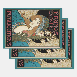 Vintage Art Nouveau, Prangs Oster-Publikationen Geschenkpapier Set