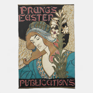 Vintage Art Nouveau, Prangs Oster-Publikationen Geschirrtuch