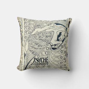 Vintage Art Nouveau Psyche auf geflügeltem Pferd P Kissen
