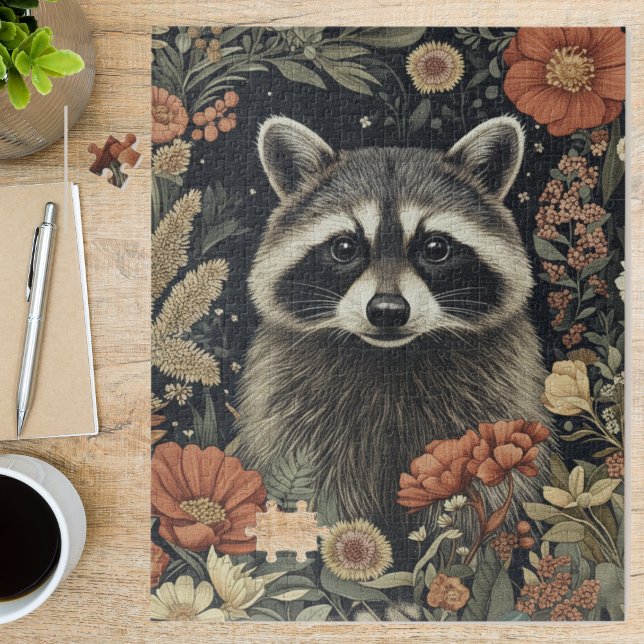 Vintage Art Nouveau Raccoon Floral Art Puzzle (Von Creator hochgeladen)