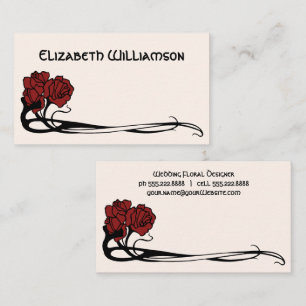 Vintage Art Nouveau Retro Chic Rose Blume Floral Visitenkarte