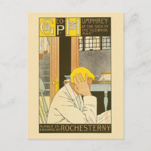 Vintage Art Nouveau Rochester Buchladen Anzeige Postkarte