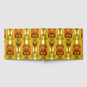 Vintage Art Nouveau rotes Tulpen-Blumenmuster Gästebuch