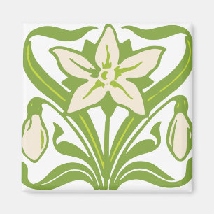 Vintage-Art-Nouveau-Schneeglöckchen-Blumen-Wallpap Magnet