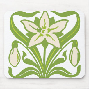Vintage-Art-Nouveau-Schneeglöckchen-Blumen-Wallpap Mousepad