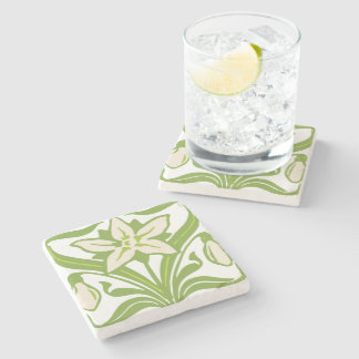 Vintage Art Nouveau Schneeglöckchen Blumen Wallpap Steinuntersetzer