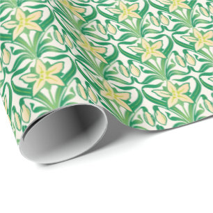 Vintage Art Nouveau Schneeglöckchen-Blumenmuster Geschenkpapier