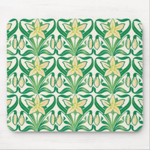 Vintage-Art-Nouveau-Schneeglöckchen-Blumenmuster Mousepad