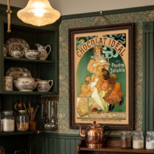 Vintage Art Nouveau Schokoladenwerbung von Alphons Poster
