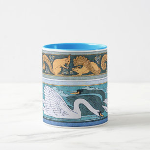 Vintage Art Nouveau Schwäne und Eichhörnchen Tasse