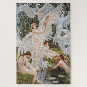 Vintage Art Nouveau Schwanenjungfrauen von W. Cran Puzzle