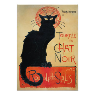 Vintage Art Nouveau Schwarze Katze Fotodruck