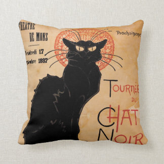 Vintage Art Nouveau Schwarze Katze Kissen