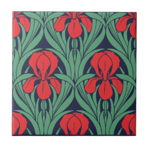 Vintage-Art-Nouveau-Schwertlilien-Muster Fliese