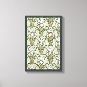 Vintage Art Nouveau Schwertlilienblumen in einem G Leinwanddruck