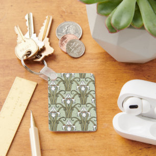 Vintage Art Nouveau Schwertlilienblumen in einem G Schlüsselanhänger