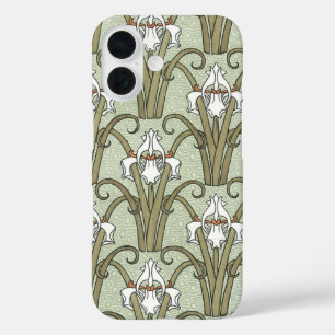 Vintage Art Nouveau Schwertlilienblüten in einem G iPhone 16 Hülle