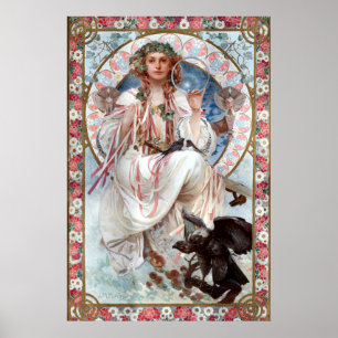 Vintage Art Nouveau "Slávie" von Alphonse Mucha Poster