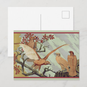 Vintage Art Nouveau Smaragdgrüner Adler Naturkunst Postkarte