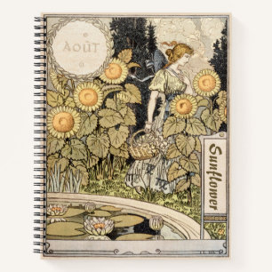 Vintage Art Nouveau Sonnenblumen-Garten Grasset Fr Notizbuch