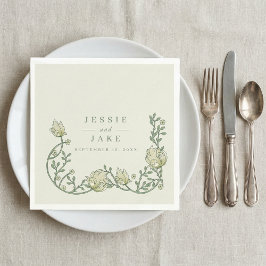 Vintage Art Nouveau style Floral Border Wedding Serviette