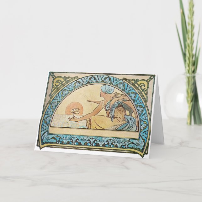 Vintage Art Nouveau sunset Karte (Vorderseite)
