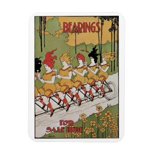 Vintage Art Nouveau, Tandem-Fahrrad mit Kugellager Magnet