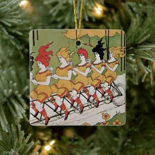 Vintage Art Nouveau, Tandemfahrrad Keramikornament