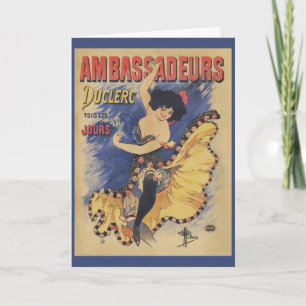 Vintage Art Nouveau Tänzerin Französisches Plakat Karte
