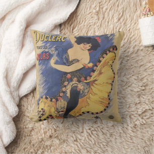 Vintage Art Nouveau Tänzerin Französisches Plakat Kissen