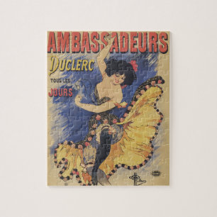 Vintage Art Nouveau Tänzerin Französisches Plakat Puzzle