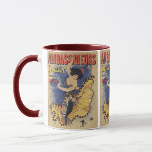 Vintage Art Nouveau Tänzerin Französisches Plakat Tasse