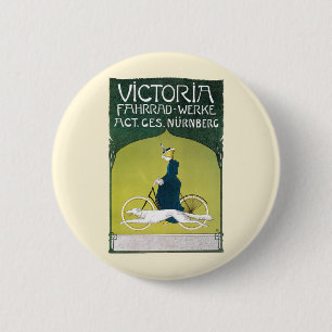 Vintage Art Nouveau, Victoria Fahrrad Werke, Rehm Button