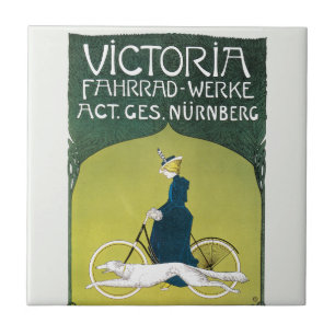 Vintage Art Nouveau, Victoria Fahrrad Werke, Rehm Fliese