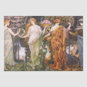 Vintage Art Nouveau Vier Jahreszeiten von Walter C Seidenpapier