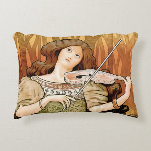 Vintage Art Nouveau Violin Poster Elegante Musik Dekokissen